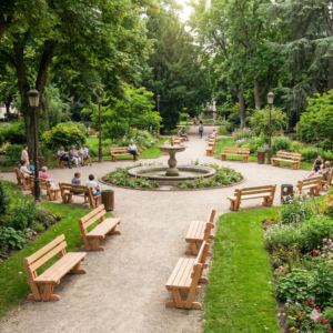 banc public en bois pour l'extérieur