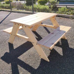 table pique nique enfant en bois naturel sans dossier d'assise