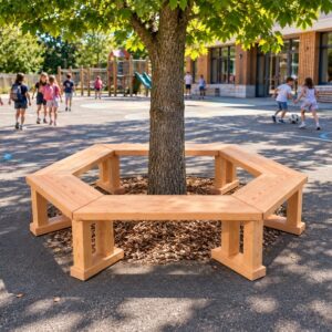 banc tour arbre hexagonal bois douglas