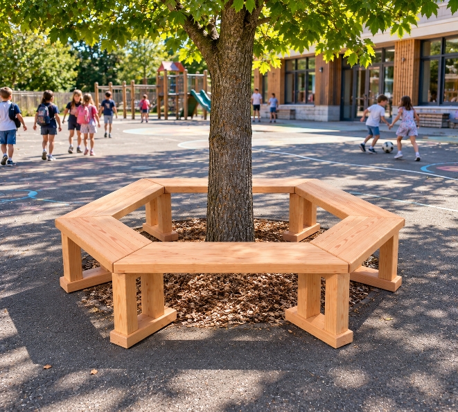 banc tour arbre hexagonal bois douglas